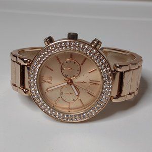 Rose Gold Tone Accutime Metal Cuff Watch